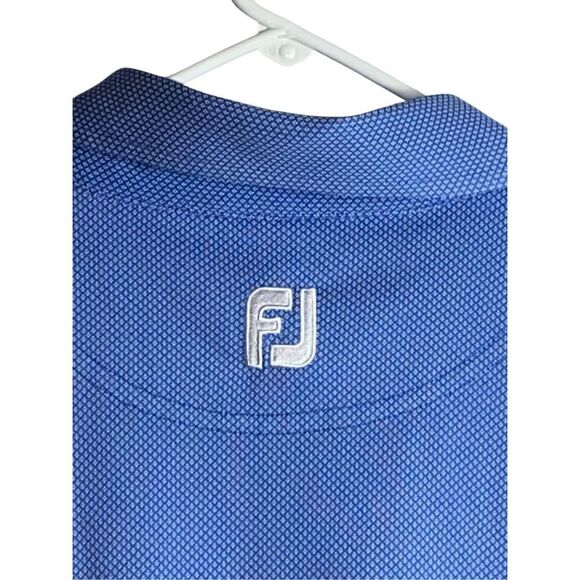 FJ FootJoy Golf Polo Blue Diamond Pattern Collared Shirt Men’s Sz Large - Picture 4 of 5